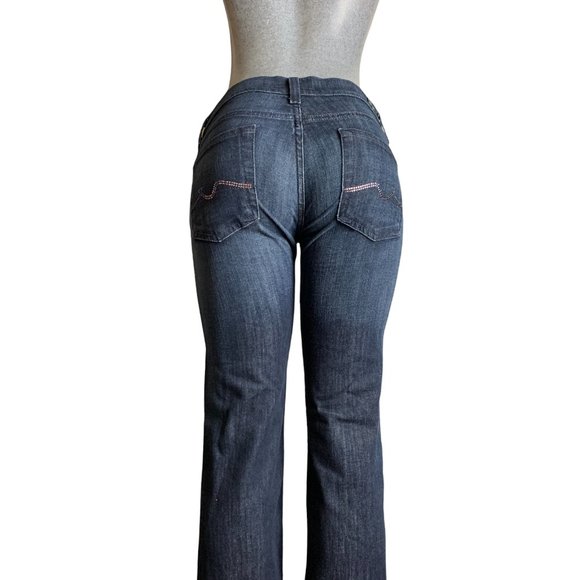 7 For All Mankind Womens Jeans Tag 25 28x29 Blue Dark Wash Straight Leg Low-Rise - Picture 8 of 12